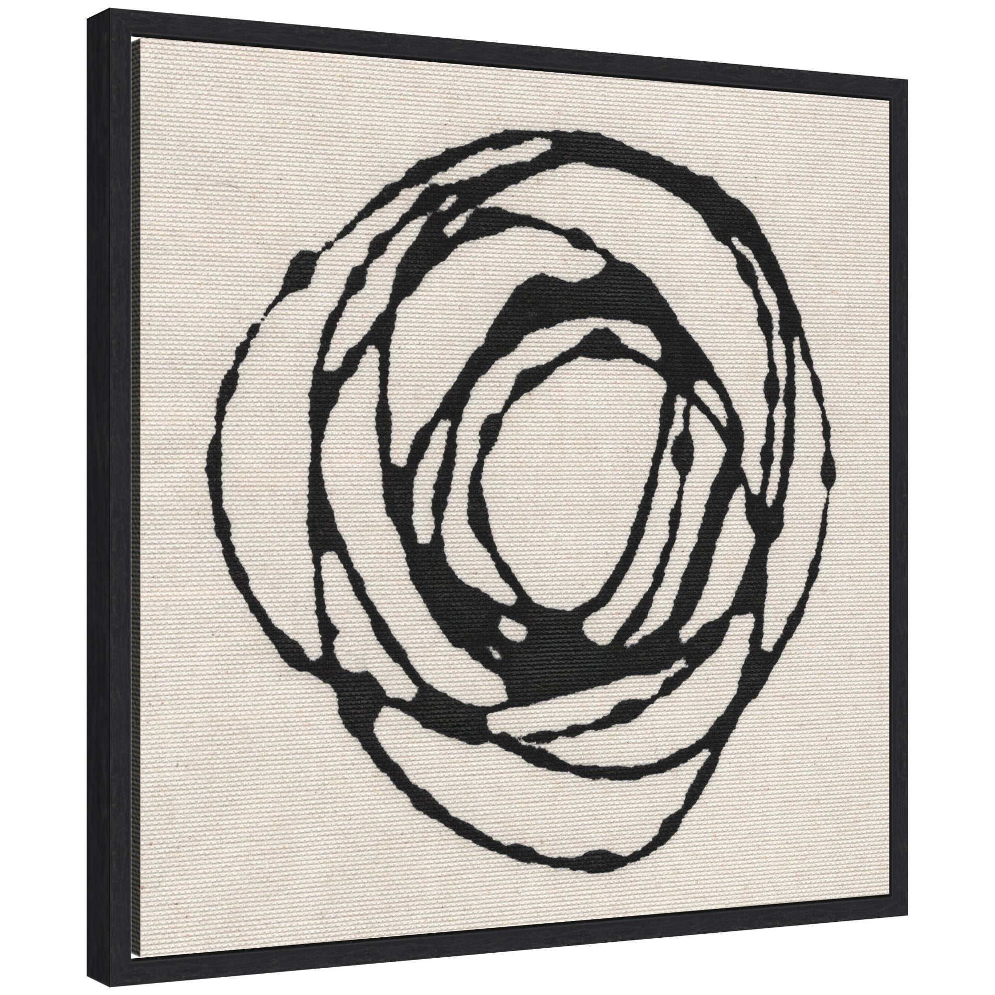 Sylvie Flowing Circle Abstract Framed Canvas in black frame