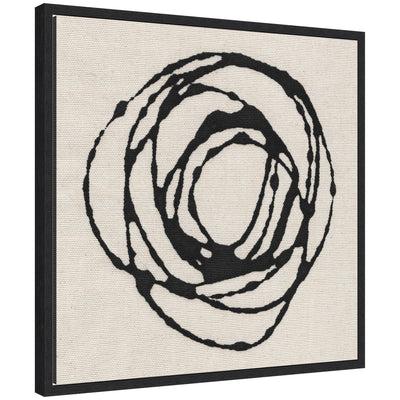 Sylvie Flowing Circle Abstract Framed Canvas in black frame
