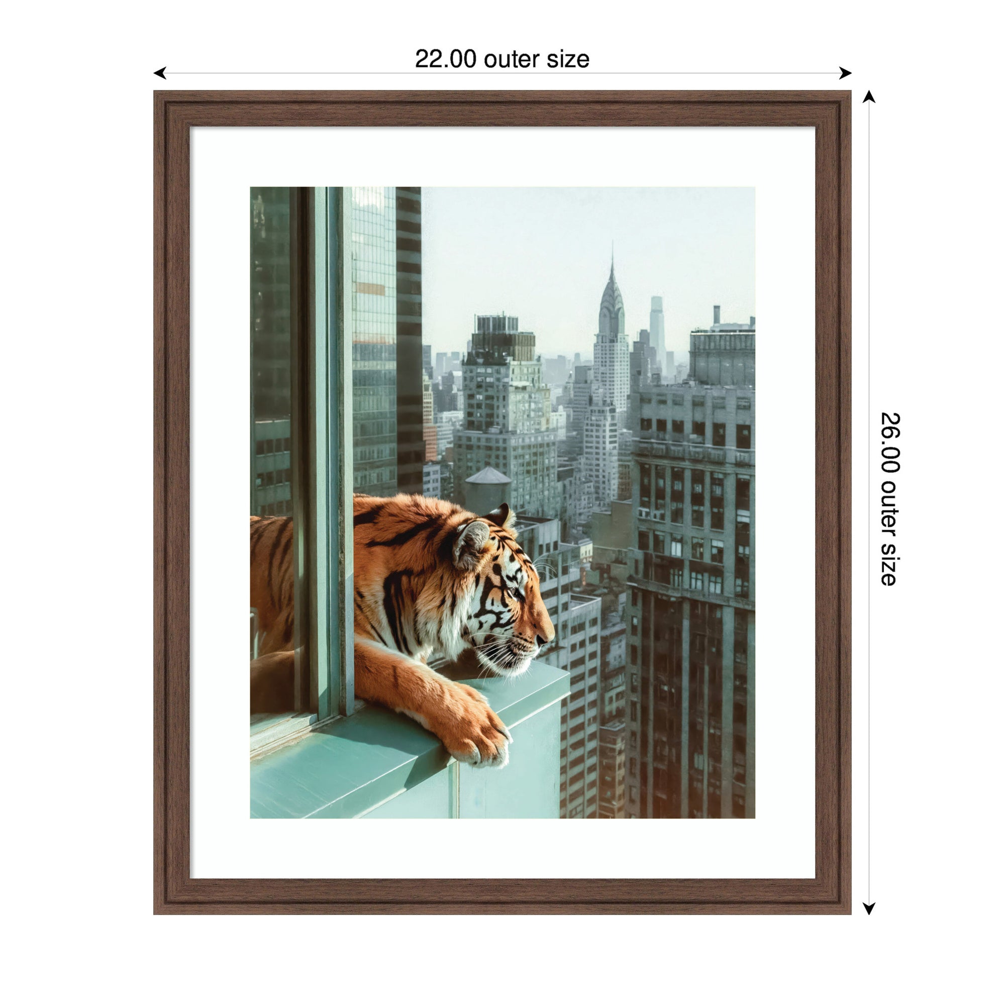 Framed Art Urban Tiger Overlooking Manhattan by Michael Schauer
