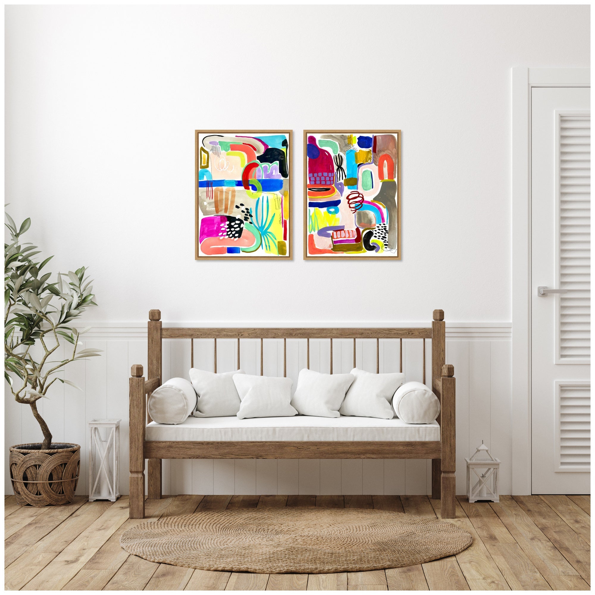 Sylvie Colorful Abstract 10 and 12 Framed Canvas Art Set by Emma Daisy
