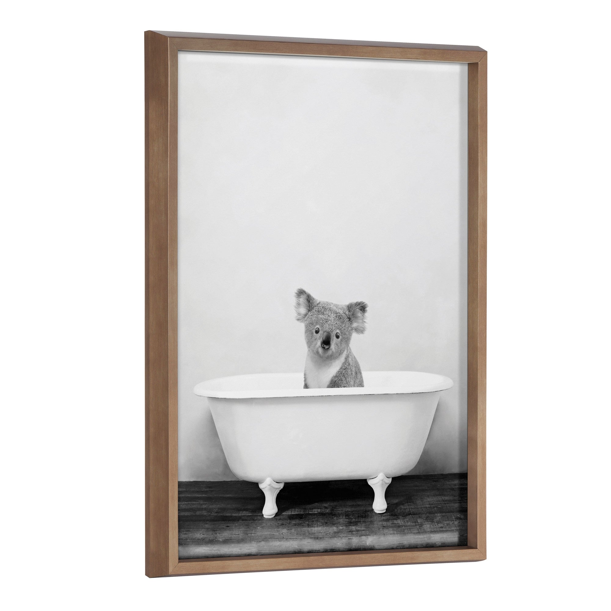 Blake Koala in Bathtub Black and White Framed Printed Glass by kateandlaurel - main product image for Resin Society