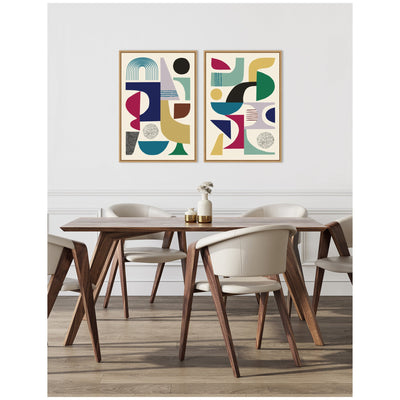 Sylvie MCM Retro Abstract Pattern Rainbow Framed Canvas Art Set by Rachel Lee