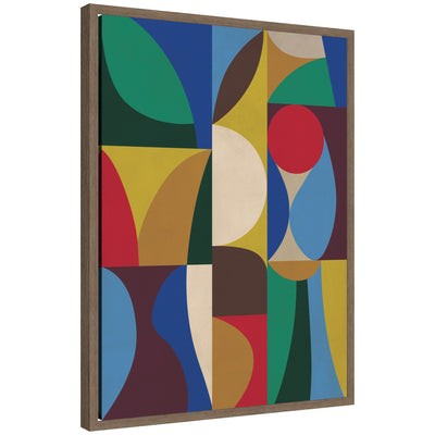 Framed canvas wall art print titled Abstract 03 by Rachel Lee showing abstract shapes in muted colors in a Sylvie frame.