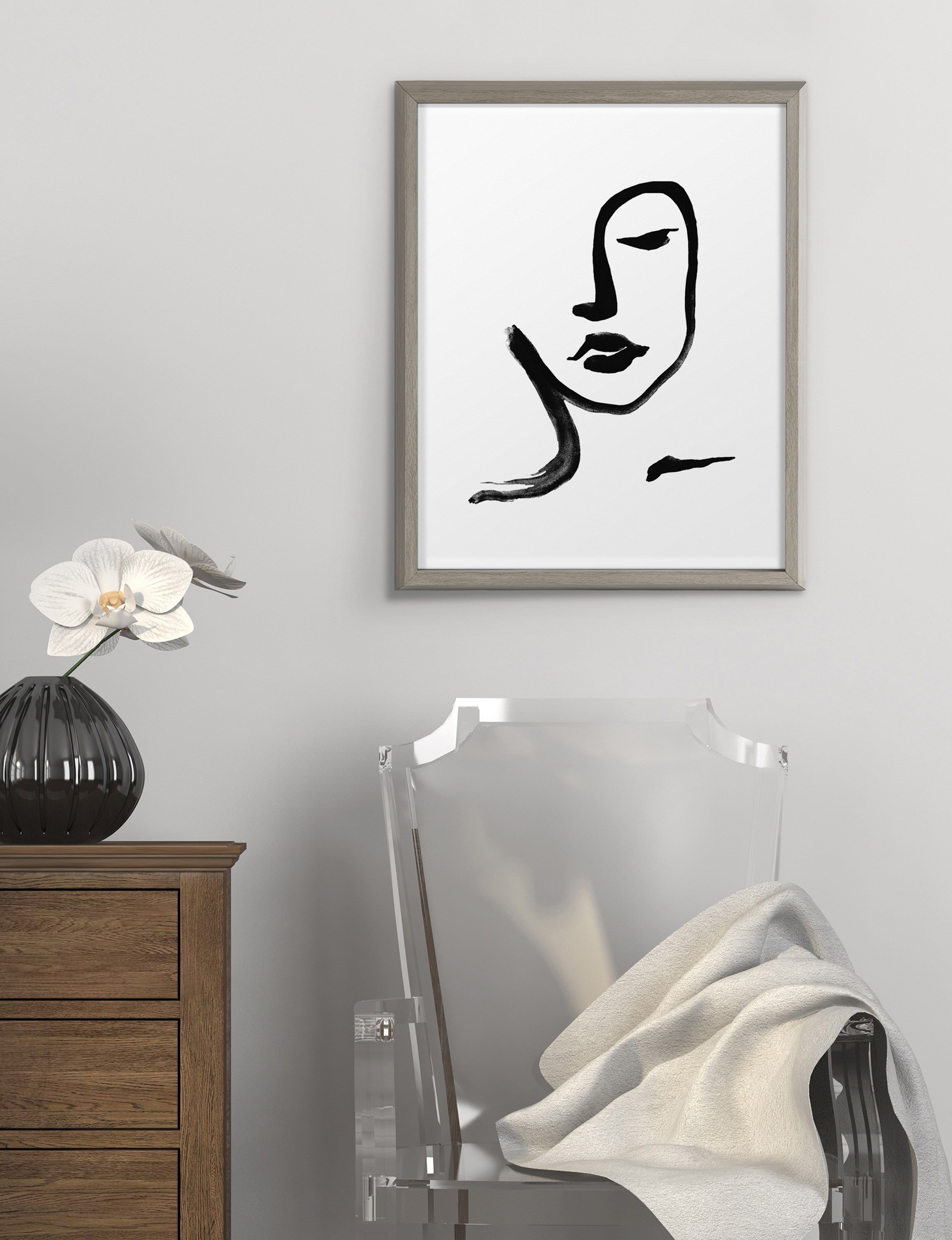 Blake Face Line Print Framed Printed Glass by Viola Kreczmer by kateandlaurel - product image 7 for Resin Society
