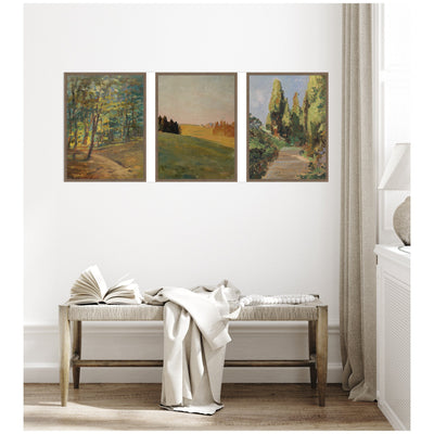 Forest Interior, Evening 1910 & Parklandschaft 3 Piece Framed Canvas Wall Art Set