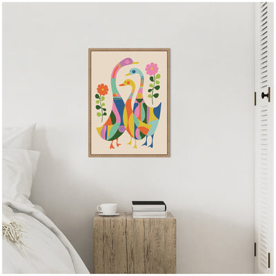 Sylvie Ducks and Wildflowers Framed Canvas by Rachel Lee