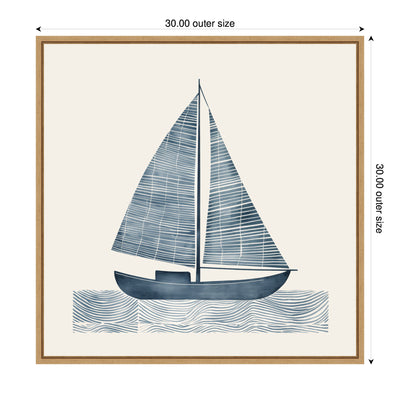 Nautical Blue Sailboat SQ Expansion by The Creative Bunch Studio Framed Canvas Wall Art Print