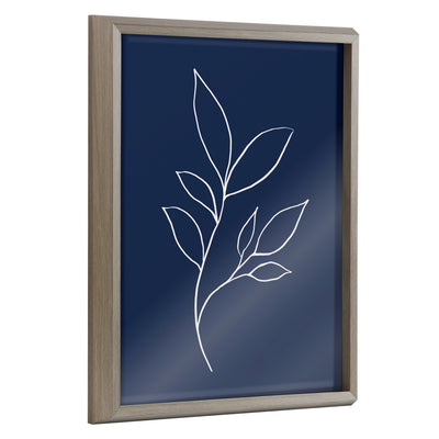 Blake Modern Blue Botanical Line Sketch Print 3 Framed Printed Glass