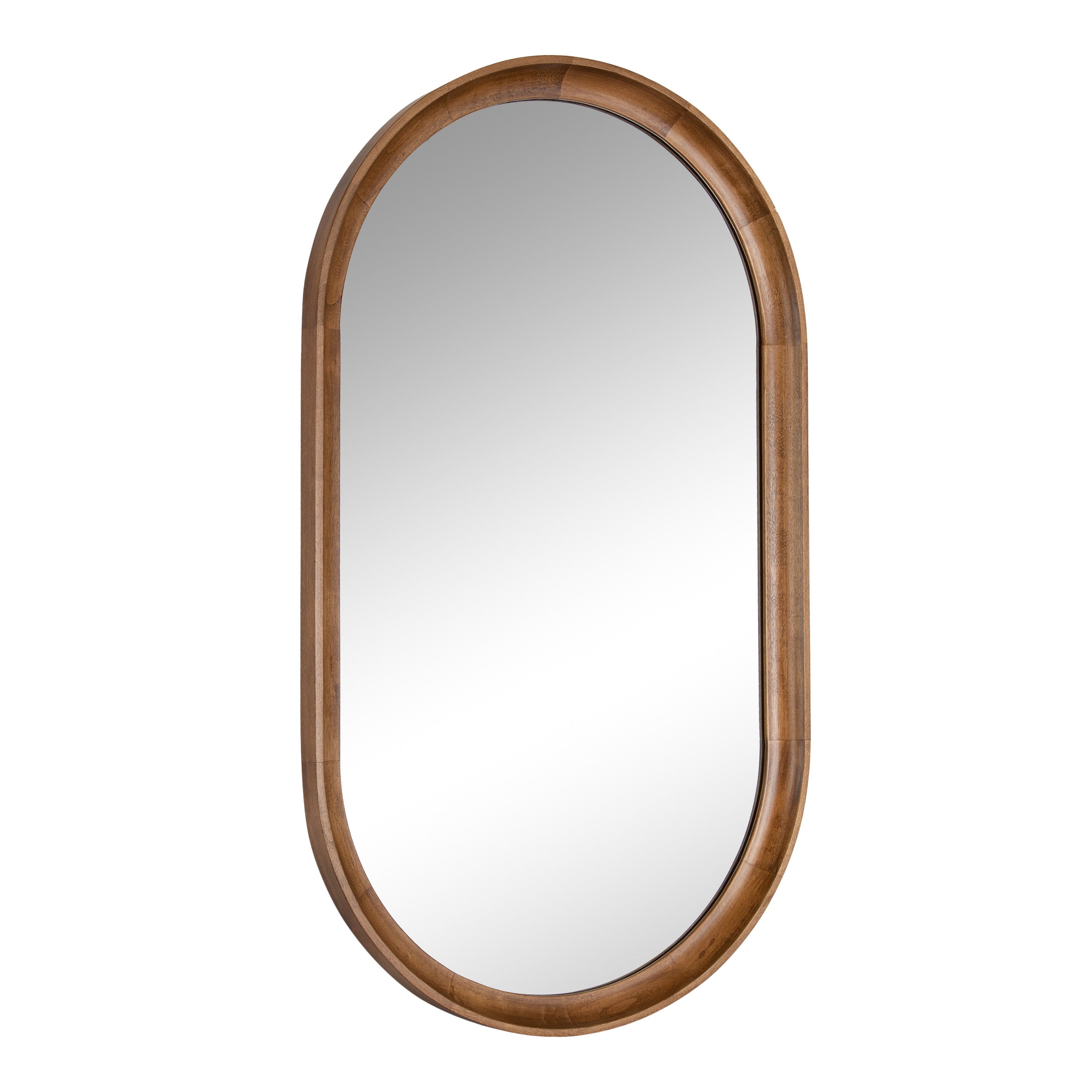 Hatherleigh Capsule Wall Mirror showing a softly curved wooden frame with a vintage finish
