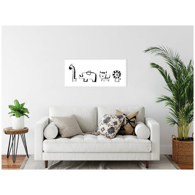 Sylvie Minimalist Giraffe Elephant Tiger and Lion Sketch Framed Canvas by Teju Reval