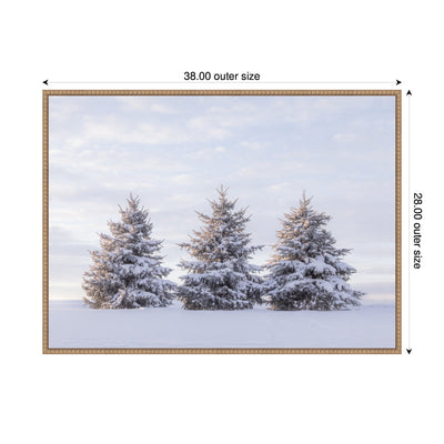 Sylvie Beaded Snowy Pine Trees Framed Canvas