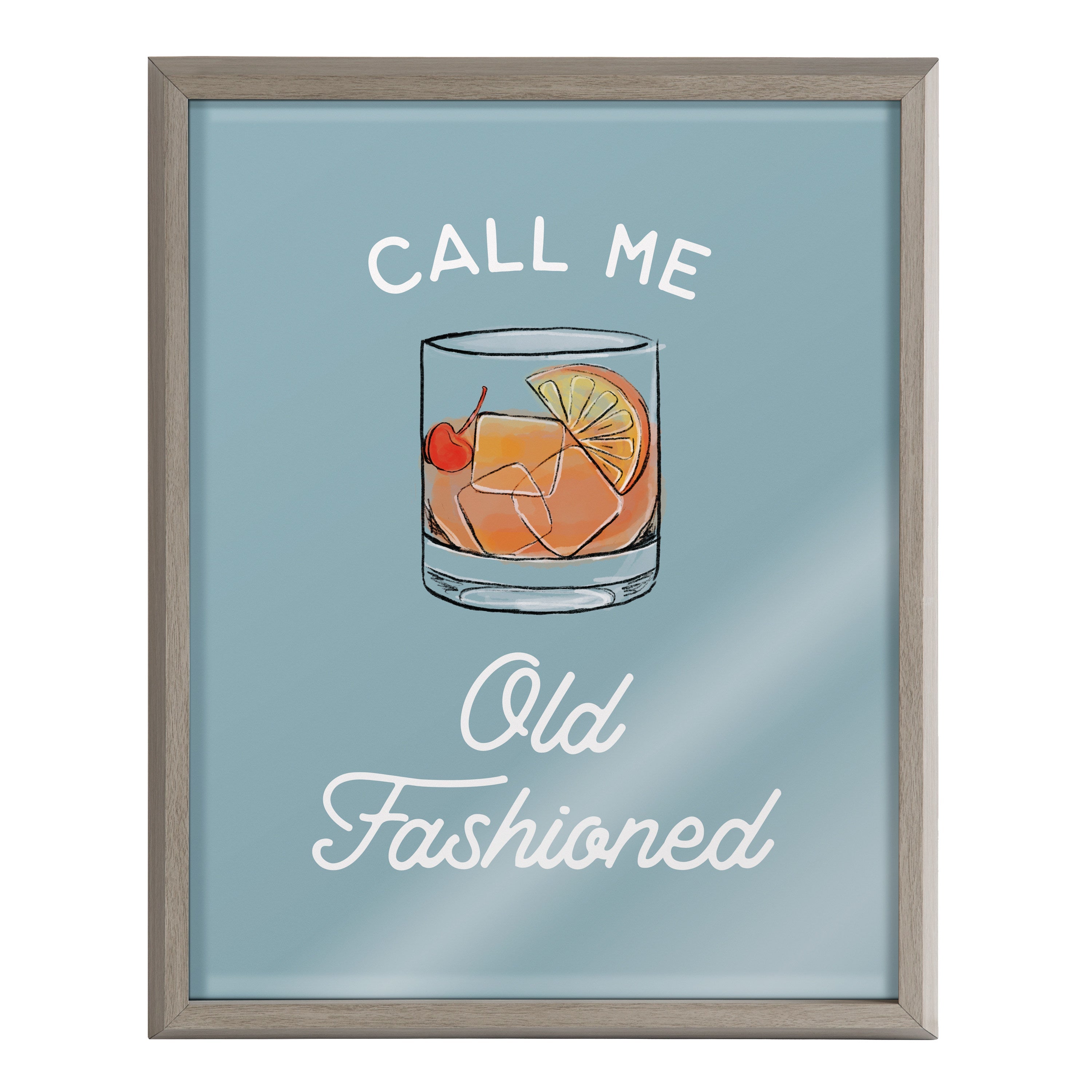 Blake Call Me Old Fashioned Blue Framed Printed Glass by kateandlaurel - product image 2 for Resin Society