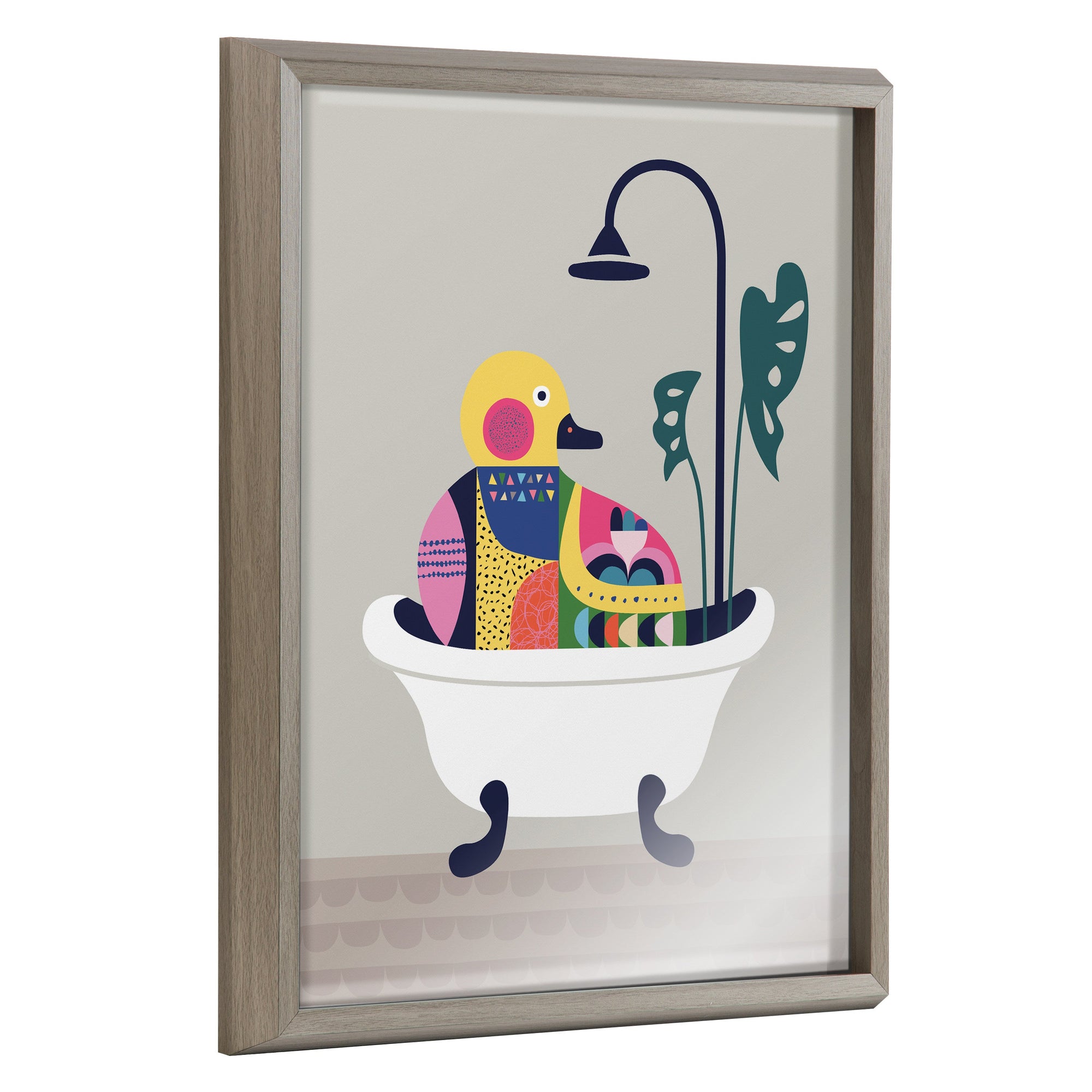 Blake Mid Century Modern Duckie in the Tub Framed Printed Glass by kateandlaurel - main product image for Resin Society