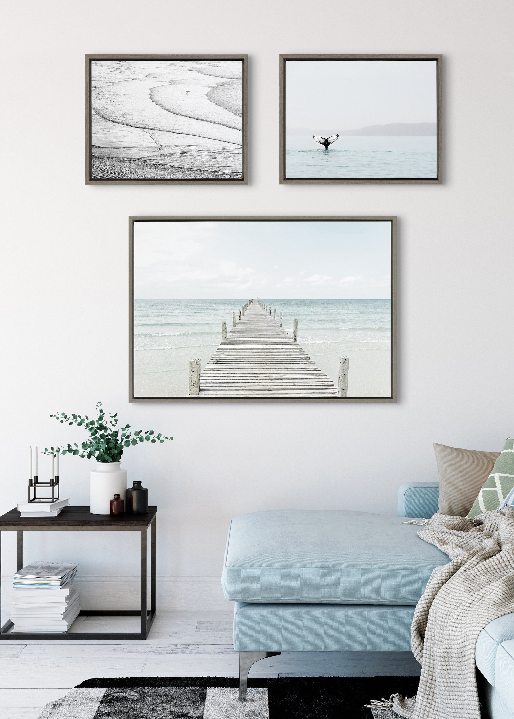 Sylvie Ocean Beach Framed Canvas Set