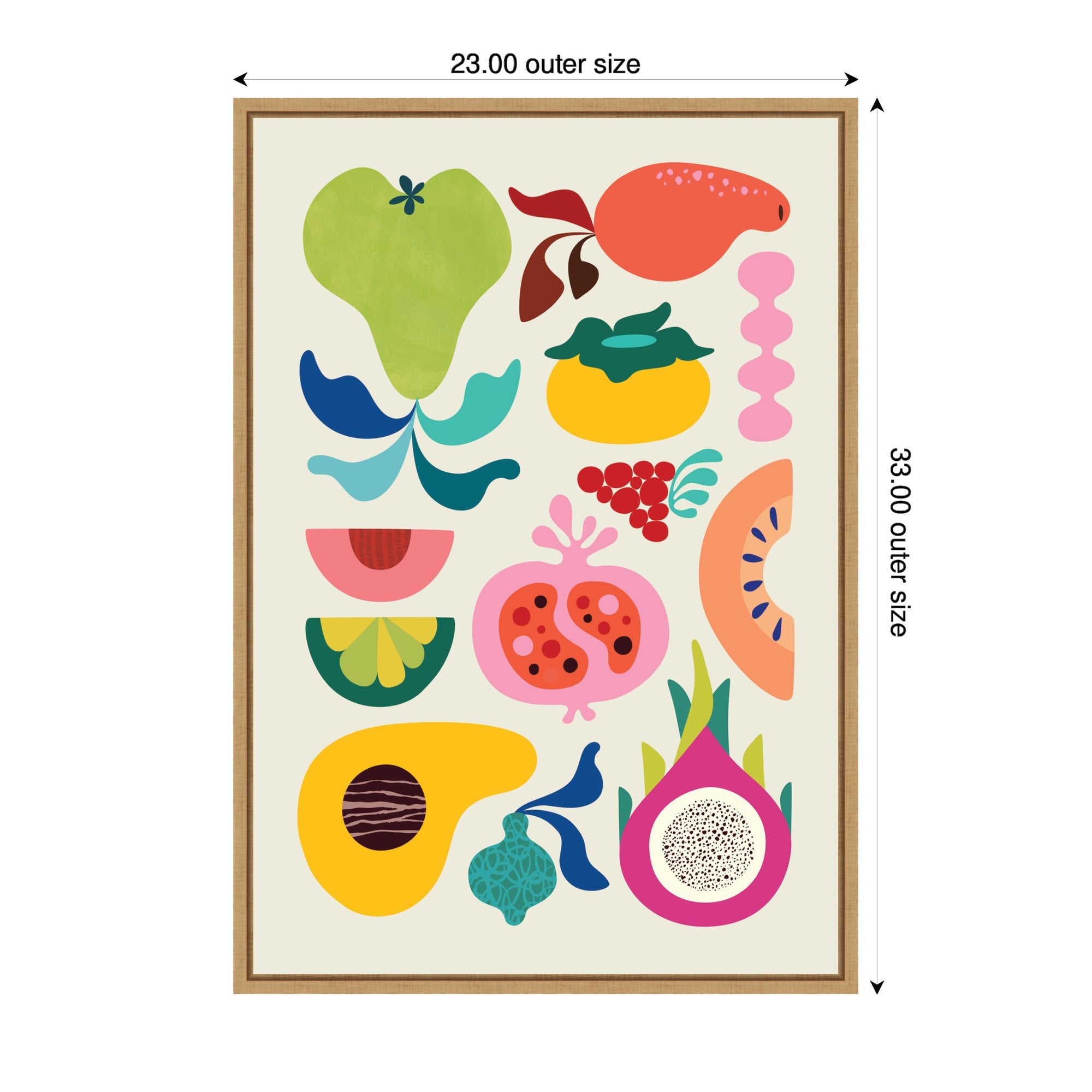 Sylvie Modern Colorful Abstract Fruits Framed Canvas by Rachel Lee