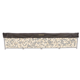 Woodhaven Short Firewood Rack Seasoning Cover in black on a firewood rack