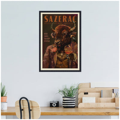 WG Sazerac Bison Buffalo by The Whiskey Ginger Framed Canvas Wall Art Print