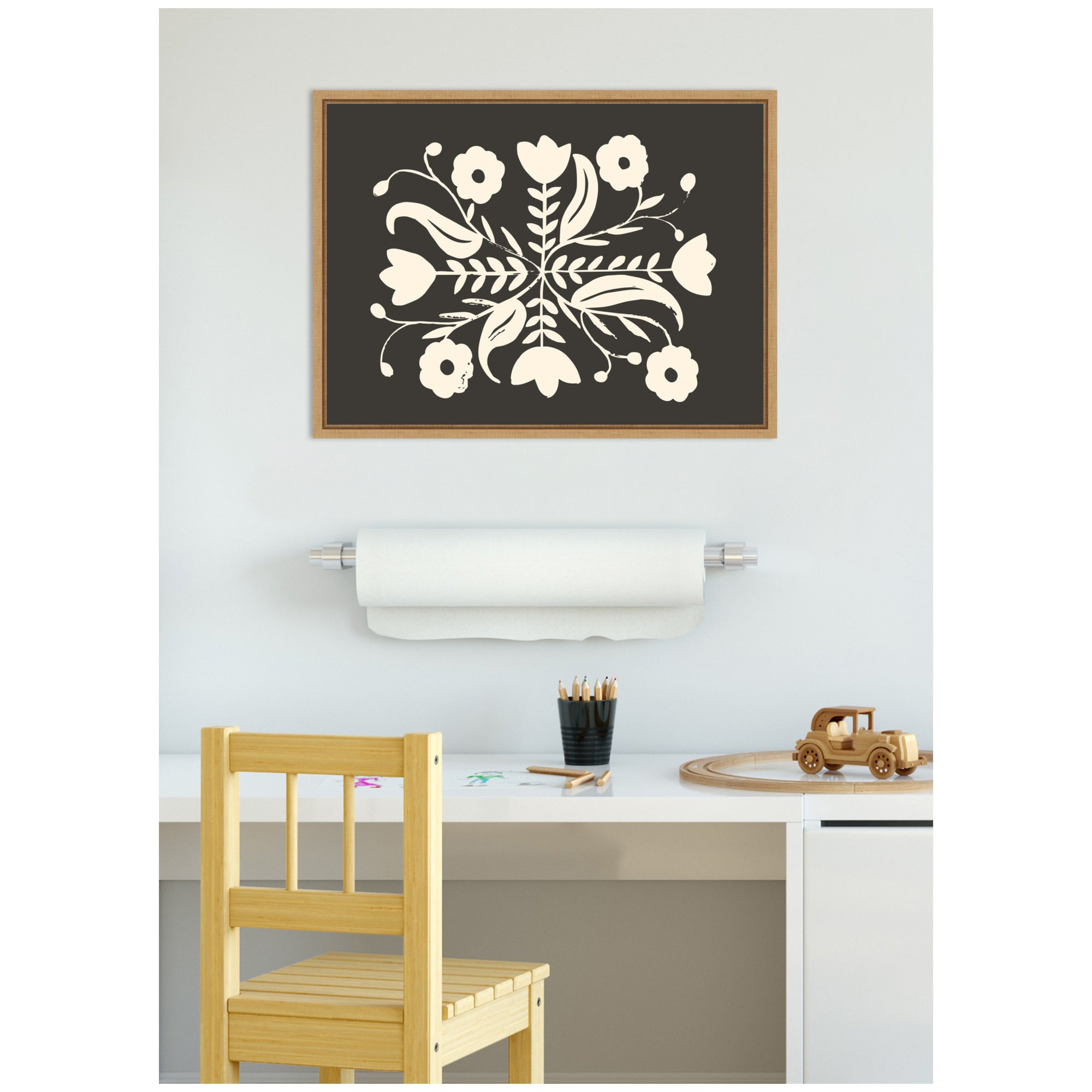 Aurelia Black Cream 012 by Vicky Yorke Framed Canvas Wall Art Print