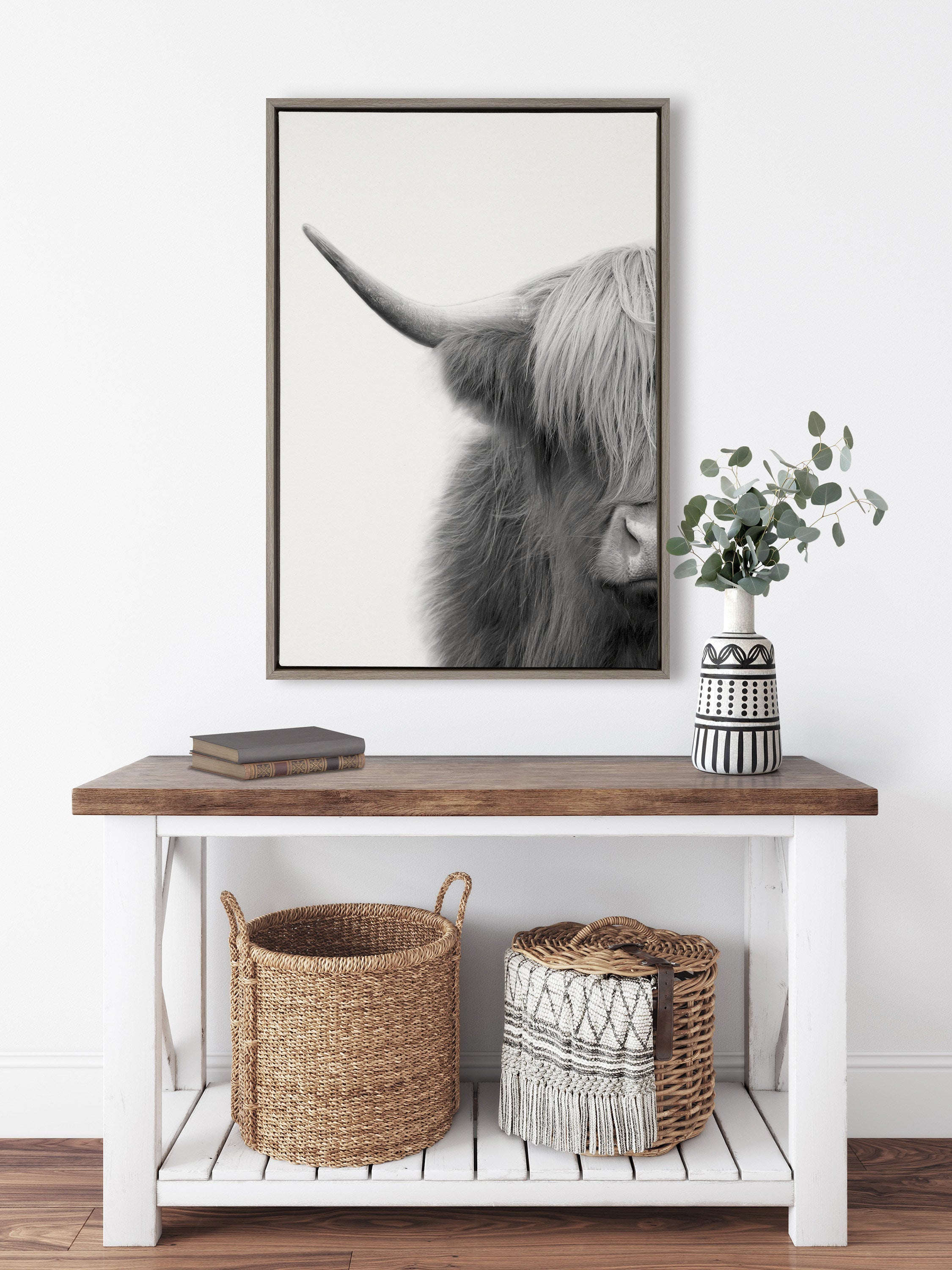 Sylvie Hey Dude Highland Cow Crop Framed Canvas by The Creative Bunch by kateandlaurel - product image 15 for Resin Society