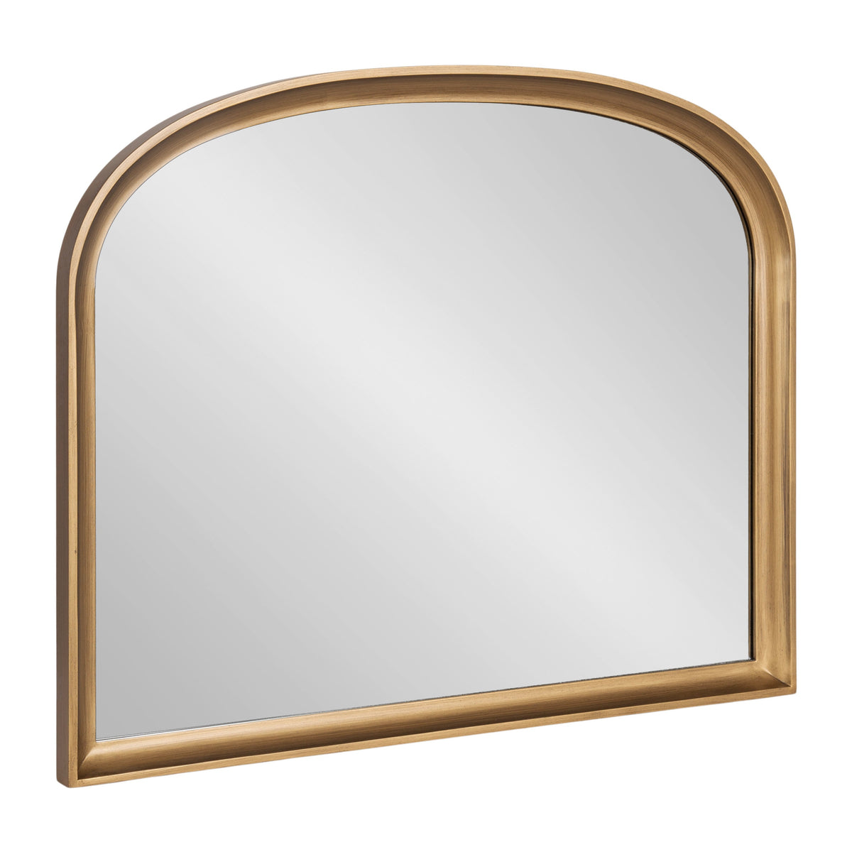 Wall mirror with a basket arch shape and a warm, light brown wooden frame featuring smooth rounded edges and a flat bottom.