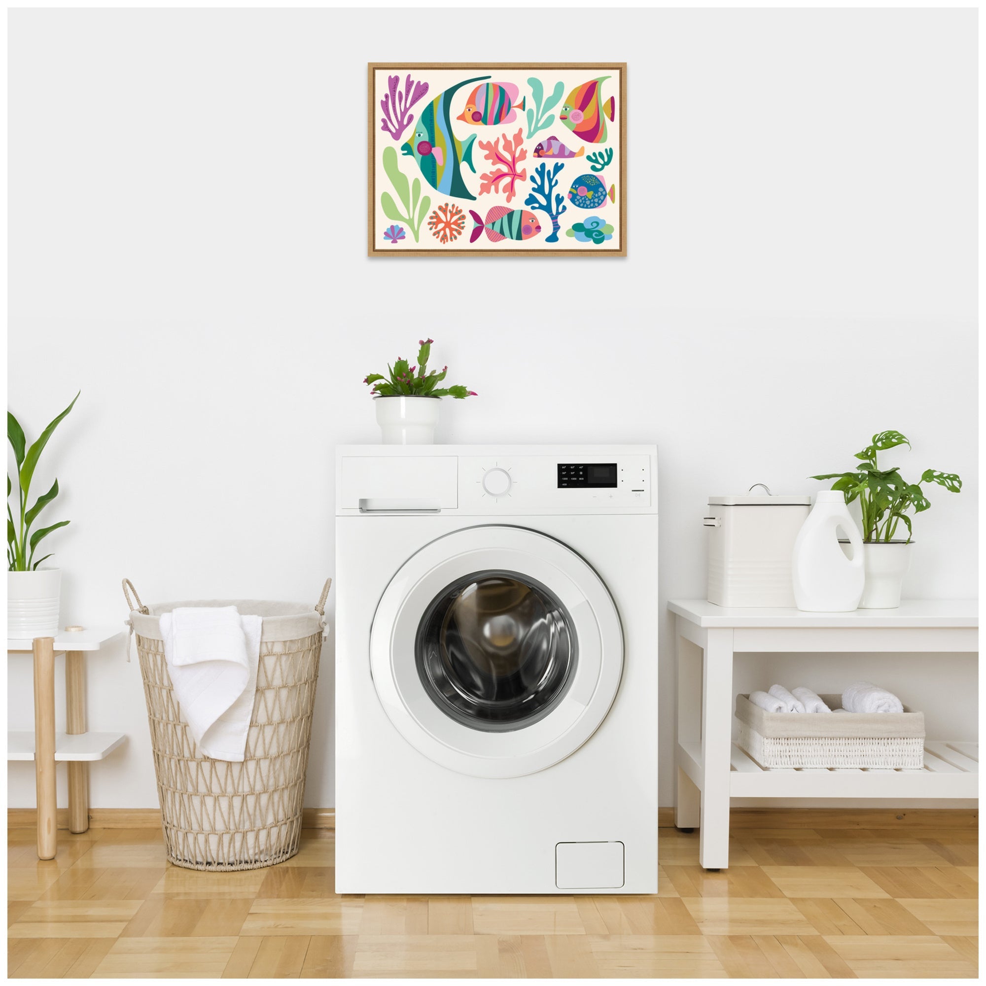 Sylvie Fun Colorful Tropical Fish Framed Canvas by Rachel Lee