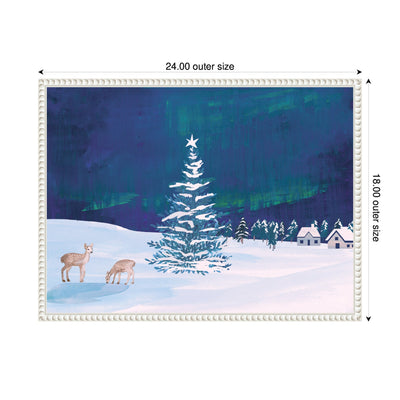 Sylvie Beaded Nothern Lights Winter Framed Canvas by Teju Reval