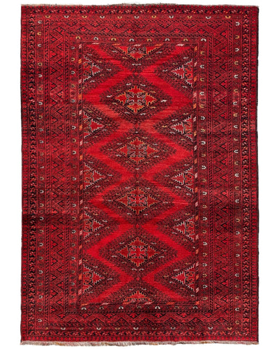 Hand-Knotted Afghan Turkoman Waziri Wool Rug – 6'9" x 9'6" – Vintage by Rugistan - main product image for Resin Society