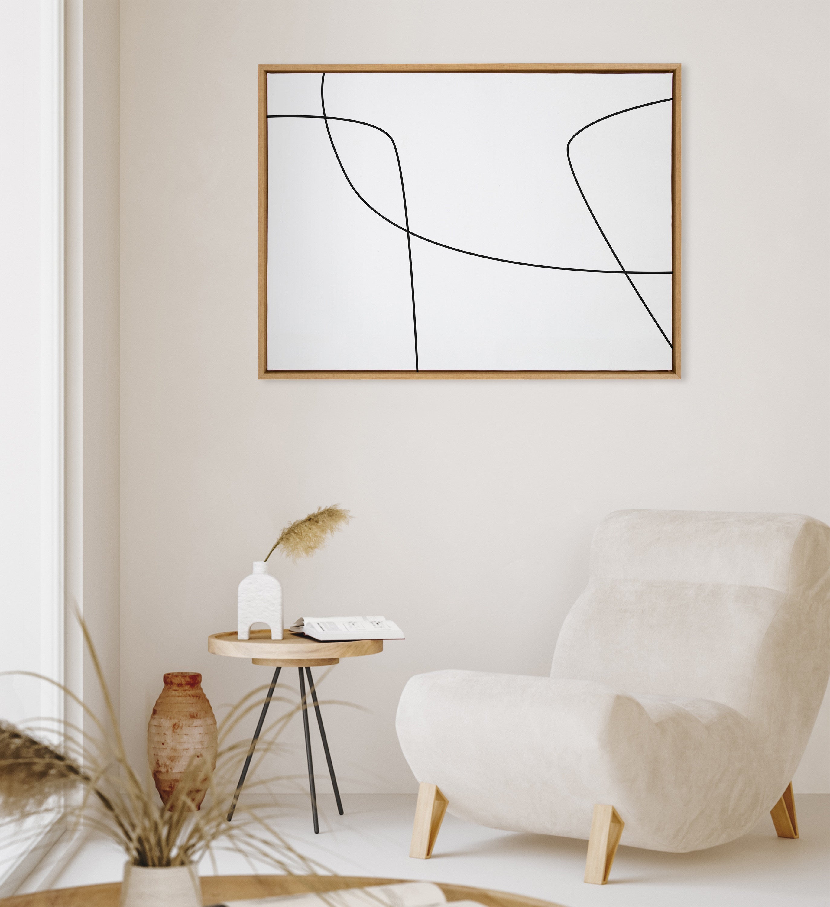 Sylvie Modern Line Abstract 3 BW Framed Canvas by kateandlaurel - product image 11 for Resin Society