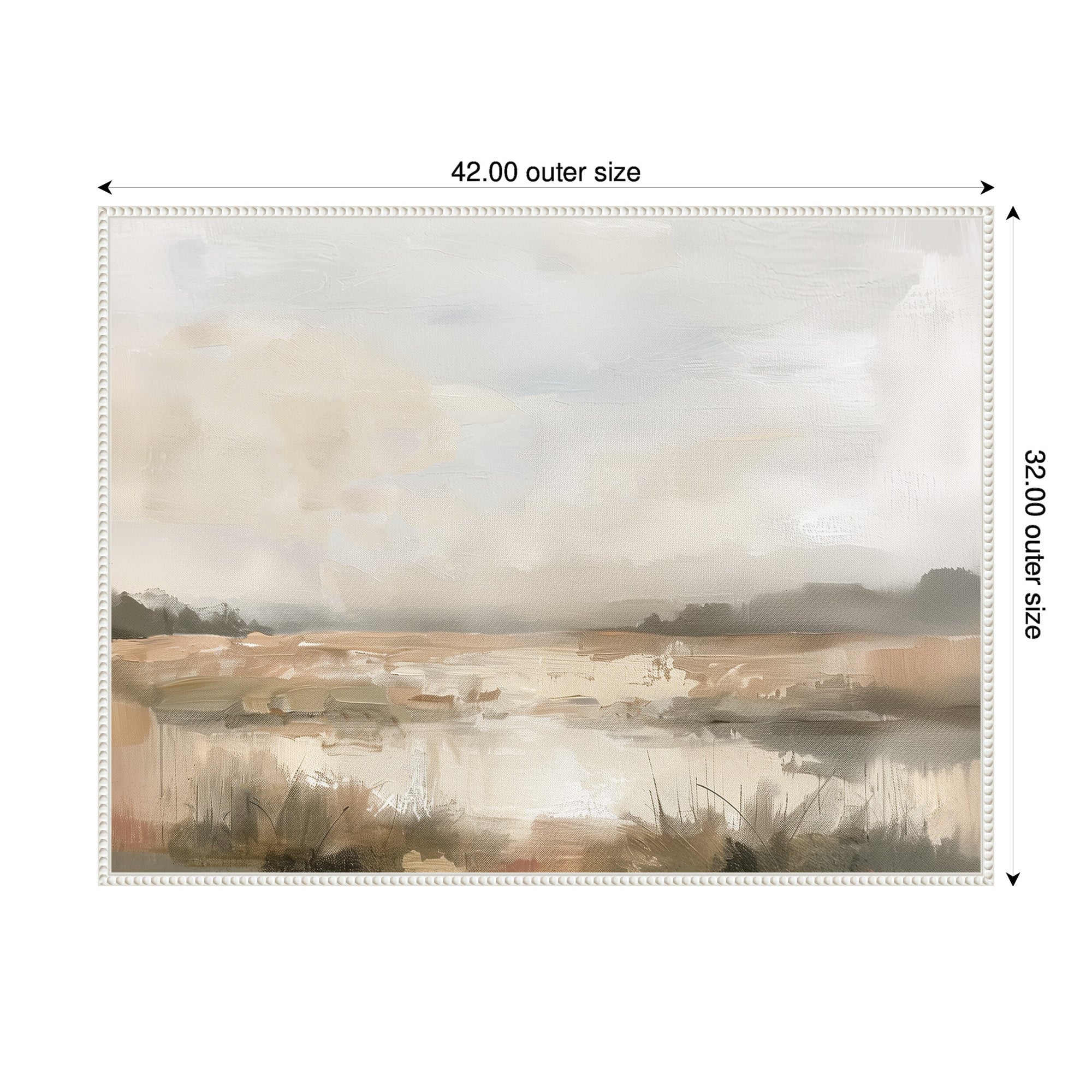 Neutral Abstract Landscape by The Creative Bunch Studio Framed Canvas Wall Art Print