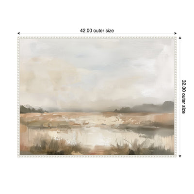 Neutral Abstract Landscape by The Creative Bunch Studio Framed Canvas Wall Art Print