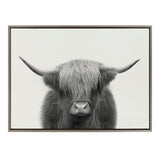 Sylvie Hey Dude Highland Cow Framed Linen Canvas