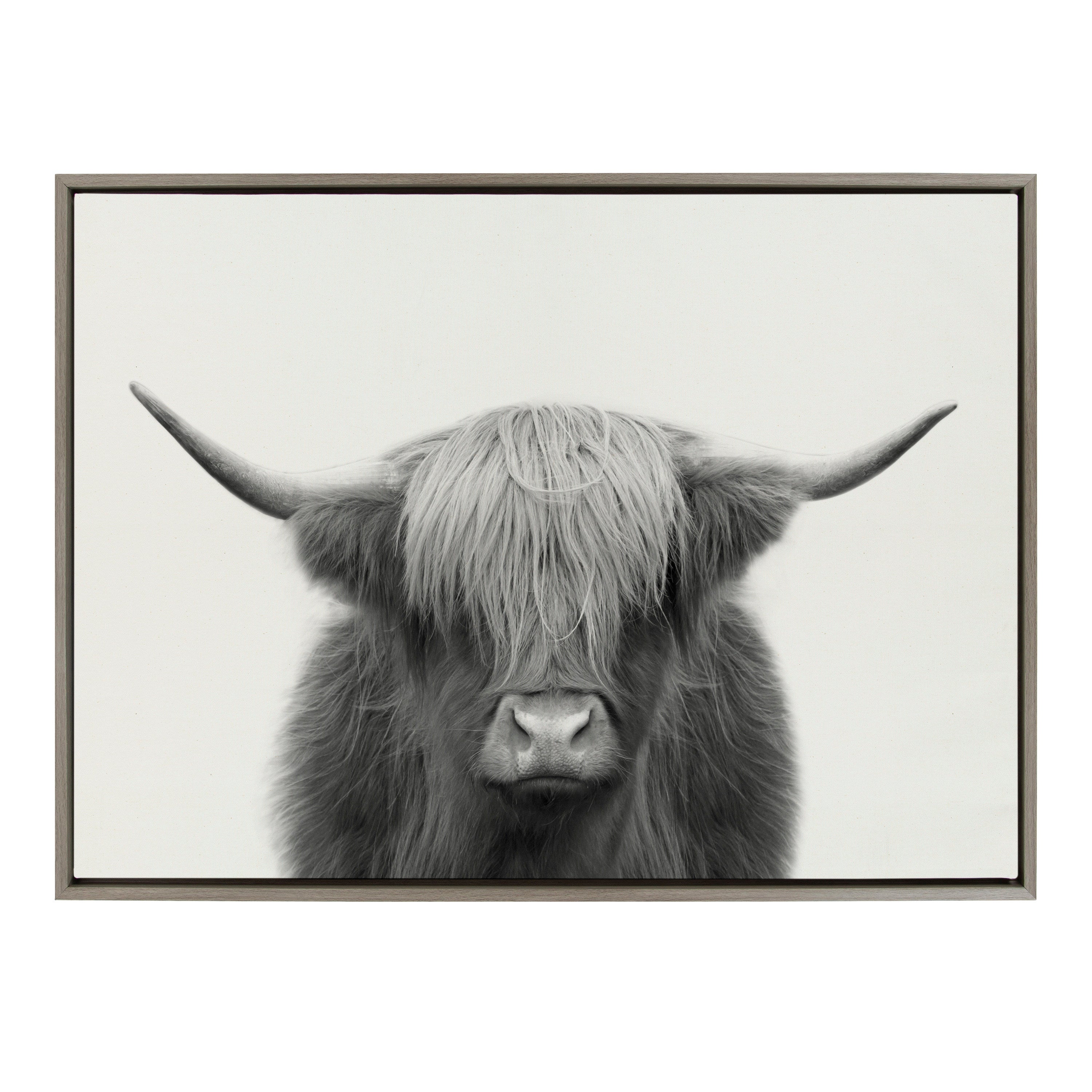 Sylvie Hey Dude Highland Cow Framed Linen Canvas