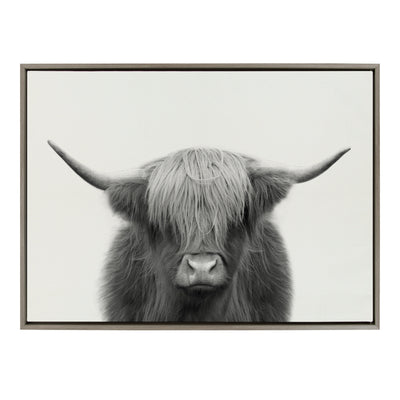 Sylvie Hey Dude Highland Cow Framed Linen Canvas