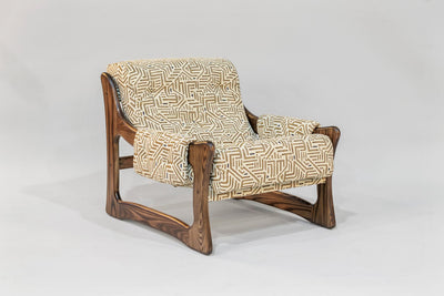 Chair & Ottoman – Tresori with Flamed Ash Arms (Wenge) by Enrico Bartolini - product image 2 for Resin Society