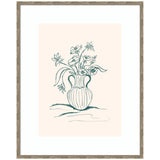 Framed Garden Floral artwork by Kate Aurelia Holloway showing a minimalist sketch of flowers in a vase within a modern contemporary frame.
