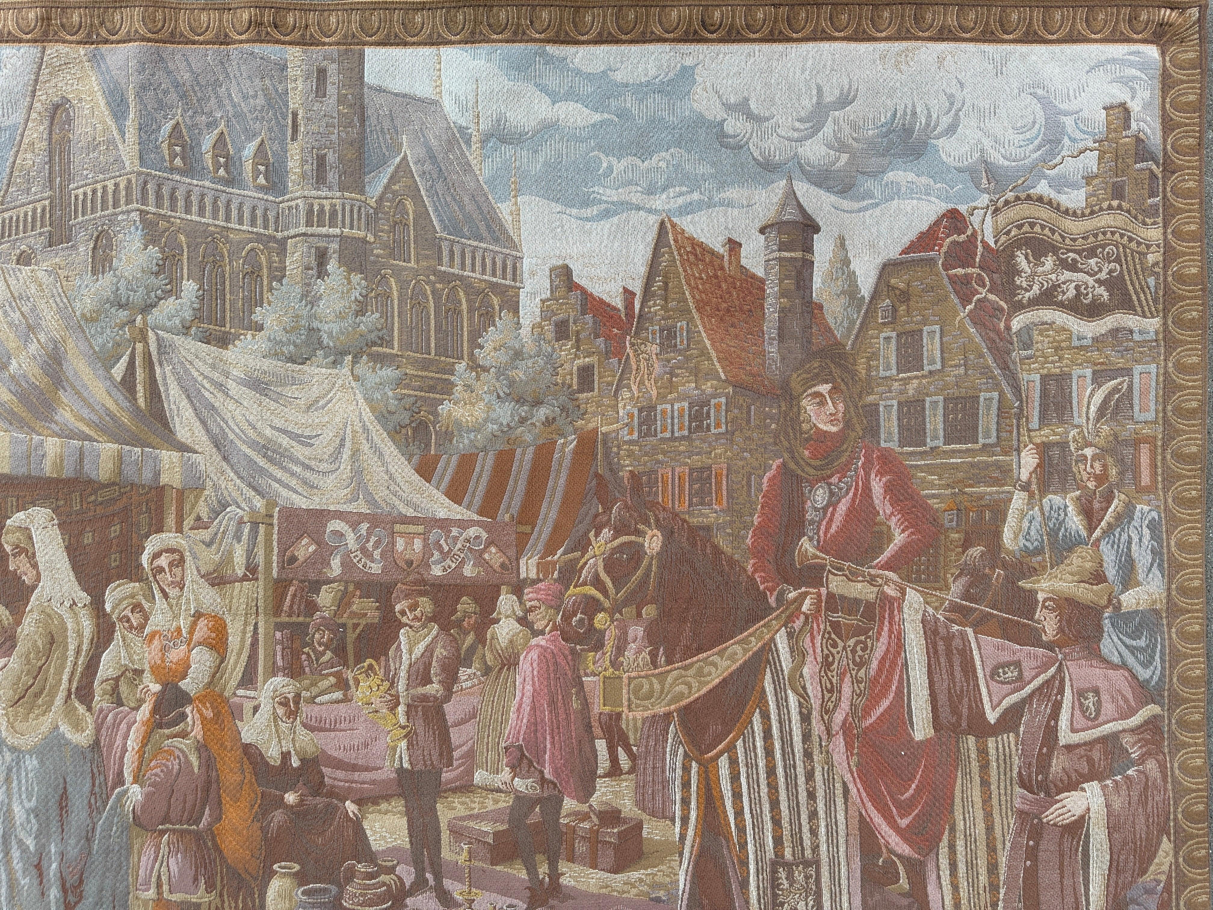 1990s Belgium Wall Tapestry 4'1” x 6'4”
