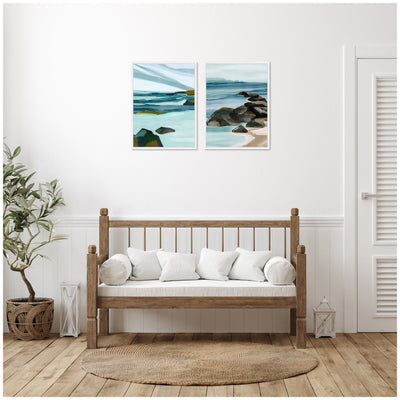 Sylvie Ocean Breeze Landscape - 2 Piece Framed Canvas Art Set by Nikita Jariwala