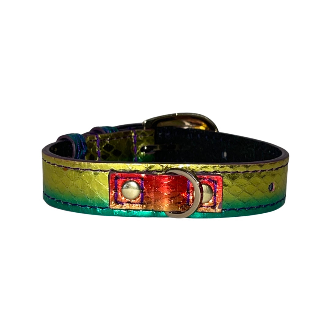 XS/S 7”-14” Yellow/Green/Red Custom Snake Collar/Custom Gold Italian by Allysa Payne Beverly Hills - product image 3 for Resin Society