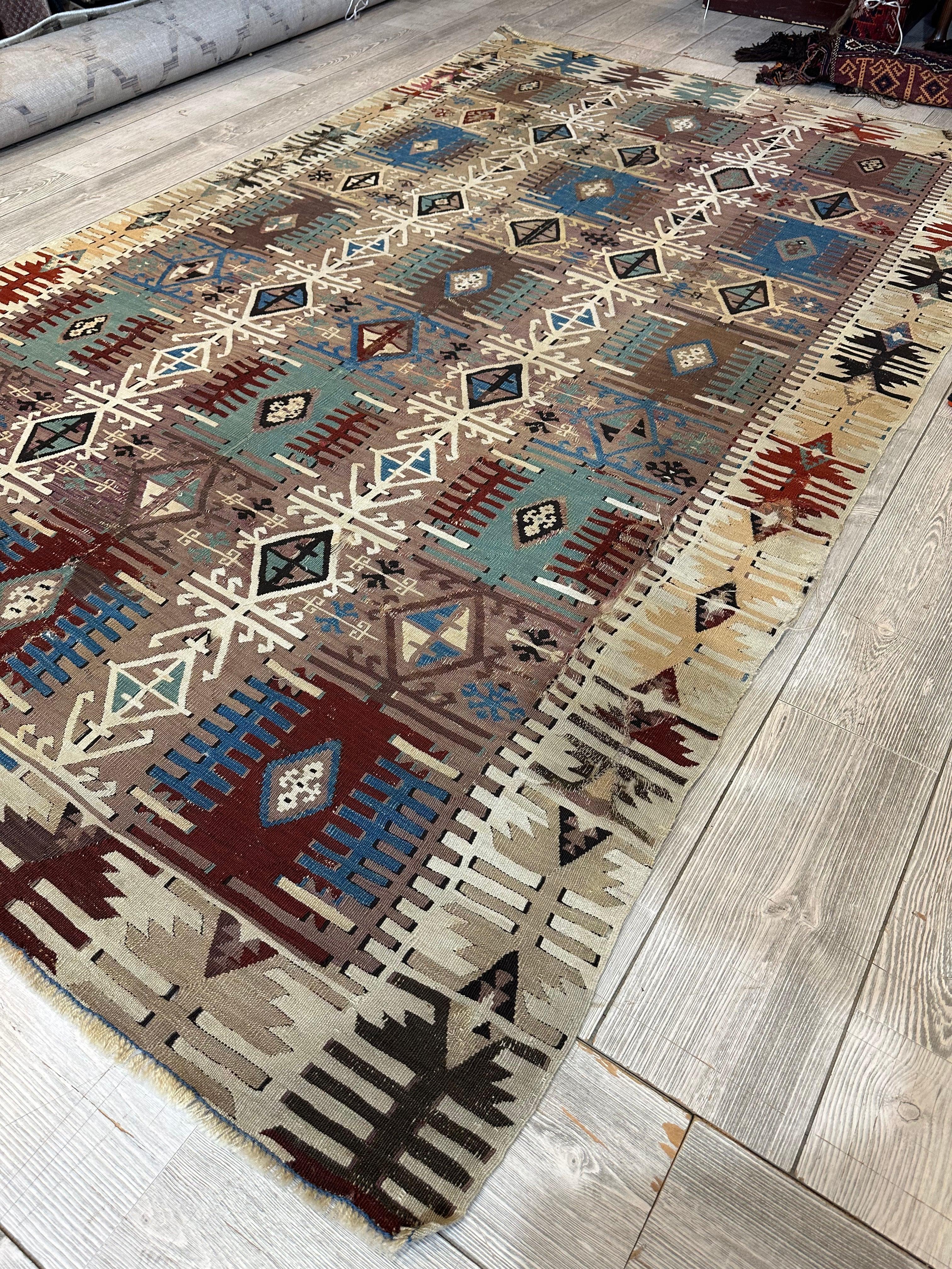Reyhanli Anatolian 19th C Antique One Of A Kind Kilim Rug 5’ x 8’3” by Rugistan - product image 15 for Resin Society