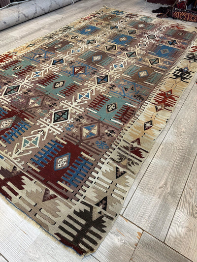 Reyhanli Anatolian 19th C Antique One Of A Kind Kilim Rug 5’ x 8’3” by Rugistan - product image 15 for Resin Society