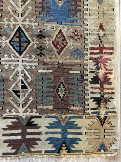 Reyhanli Anatolian 19th C Antique One Of A Kind Kilim Rug 5’ x 8’3” by Rugistan - product image 3 for Resin Society