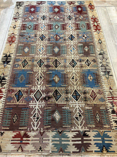 Reyhanli Anatolian 19th C Antique One Of A Kind Kilim Rug 5’ x 8’3” by Rugistan - product image 7 for Resin Society