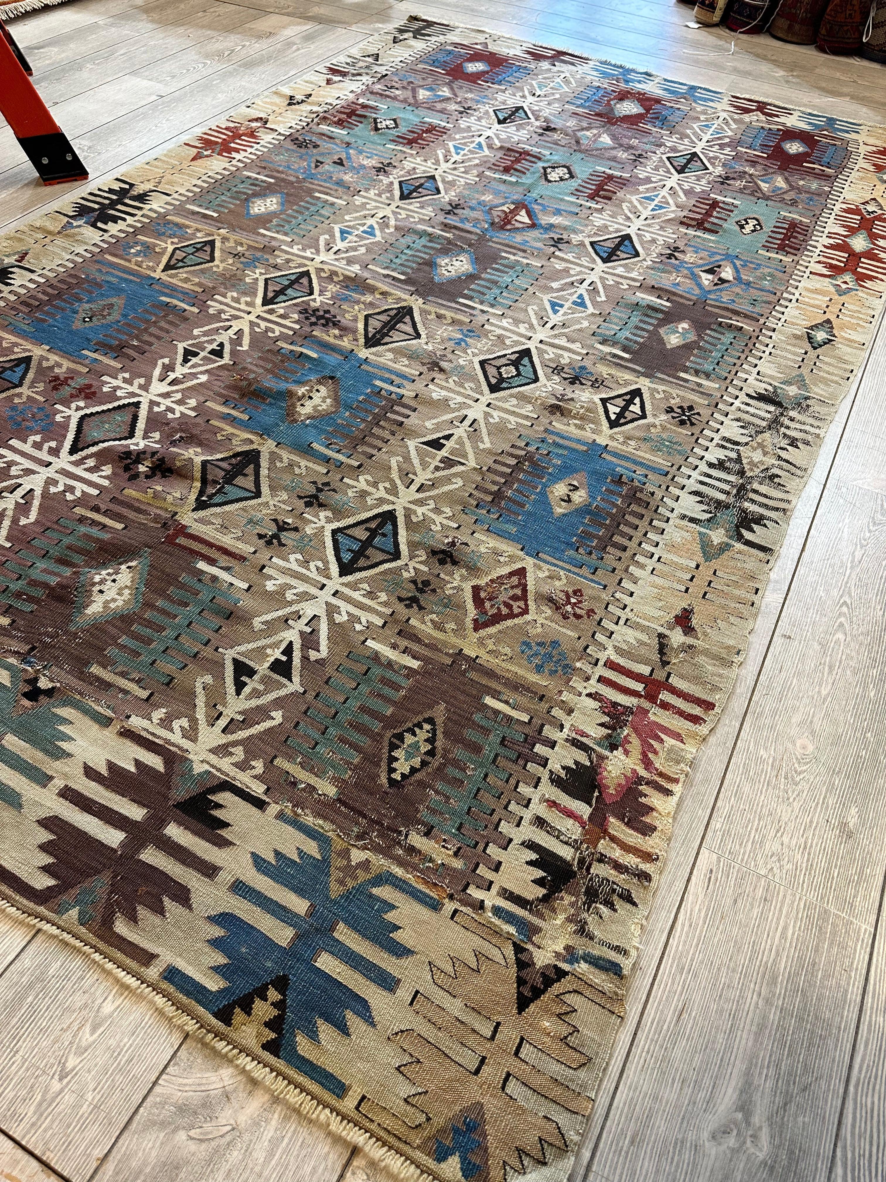 Reyhanli Anatolian 19th C Antique One Of A Kind Kilim Rug 5’ x 8’3” by Rugistan - product image 8 for Resin Society