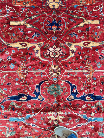 Hand-Knotted Afghani Bidjar Wool Rug – 9’x12’6” – Intricate Geometric & by Rugistan - product image 5 for Resin Society
