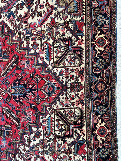 Hand-Knotted Persian Heriz Wool Rug – 9’ x 12’ – Geometric Medallion by Rugistan - product image 12 for Resin Society