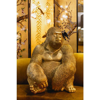 Deco Figurine Monkey Gorilla Side XL Gold 76cm