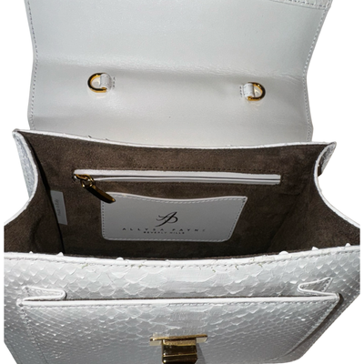 Cosmo Horse Handle Handbag In Iridescent White Python by Allysa Payne Beverly Hills - product image 8 for Resin Society
