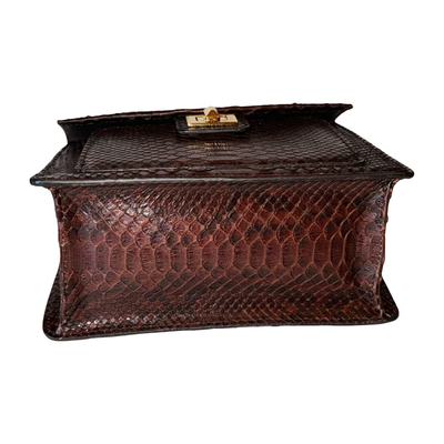 Sienna Horse Handle Handbag Authentic Multi-Toned Brown Python by Allysa Payne Beverly Hills - product image 7 for Resin Society