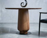 Modern Round Walnut Pedestal Dining Table by Gizz - main product image for Resin Society