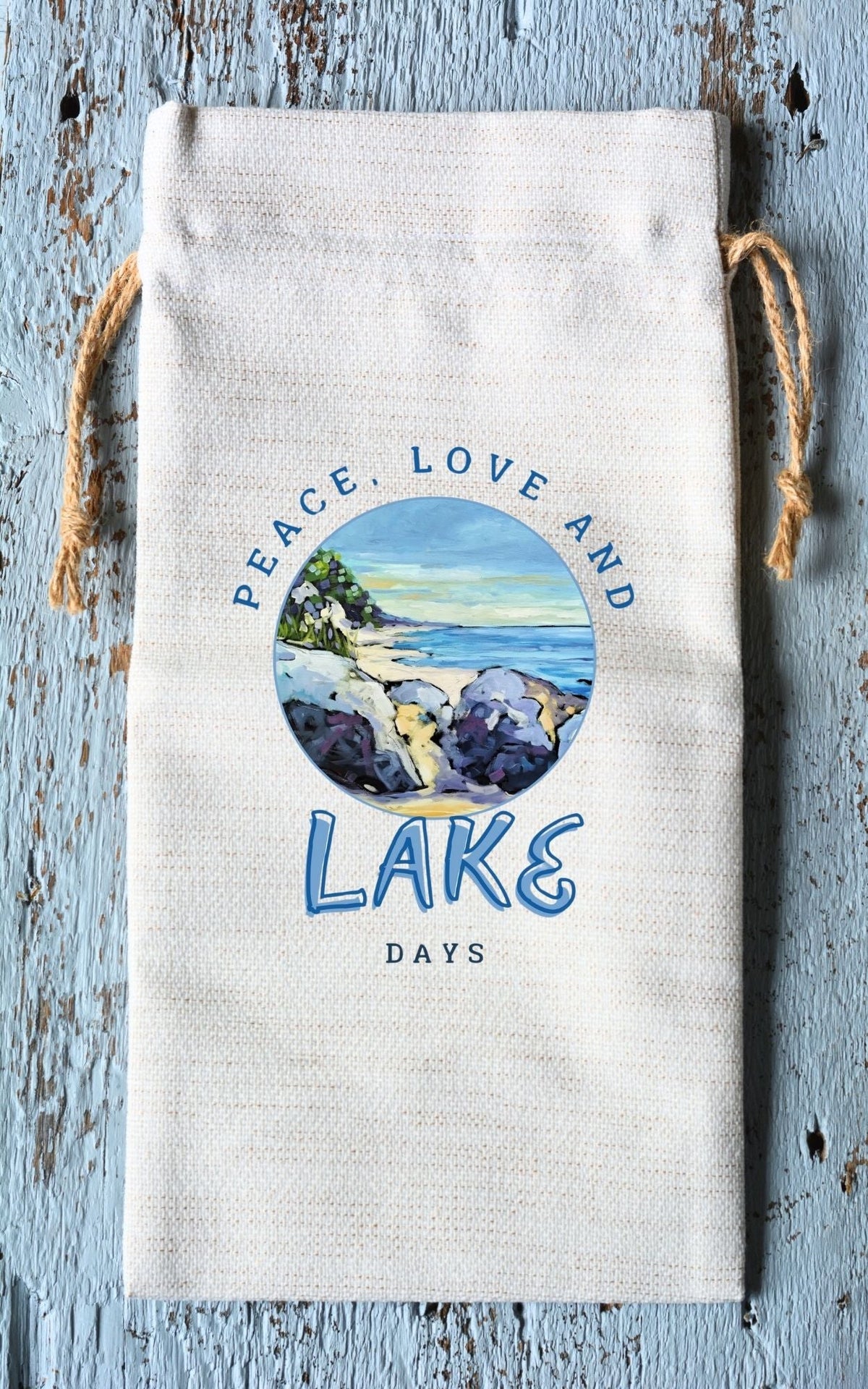 Wine Tote: Lake Days by Dreese Fine Art - Resin Society